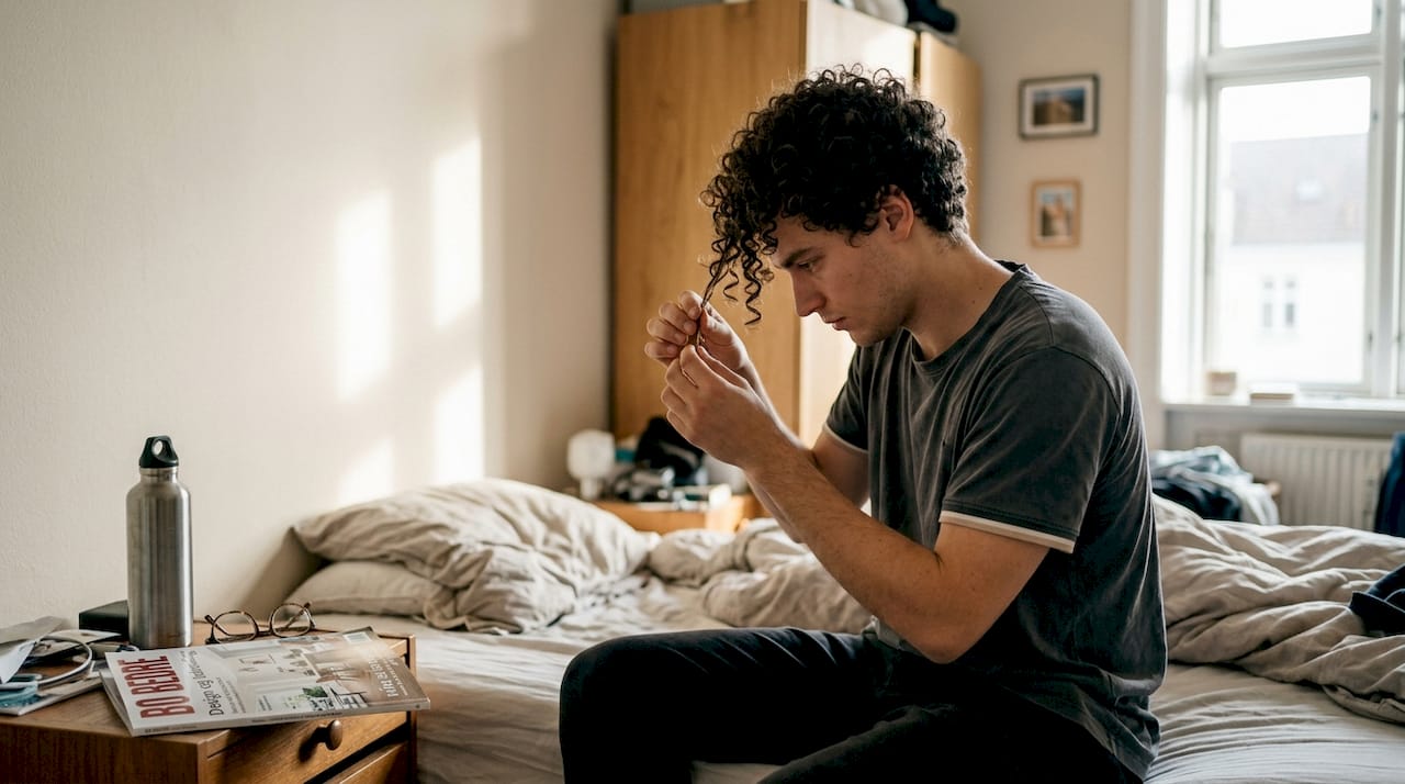 Mand bryder gelen op i sine krøller