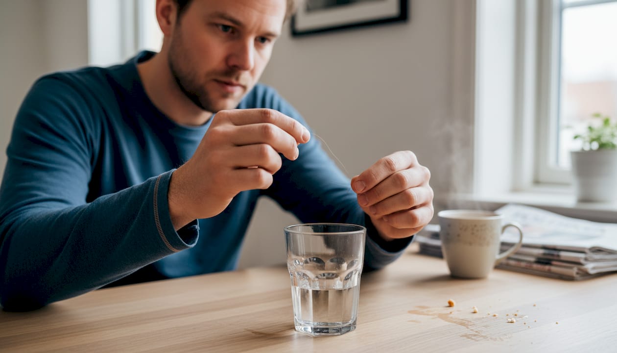 Sådan tester du hårs porøsitet med et hårstrå og vandglas