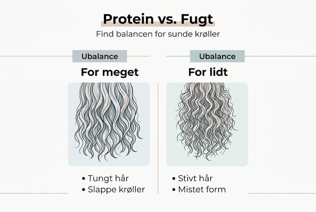 En enkel infographic, der viser den rette balance mellem protein og fugt