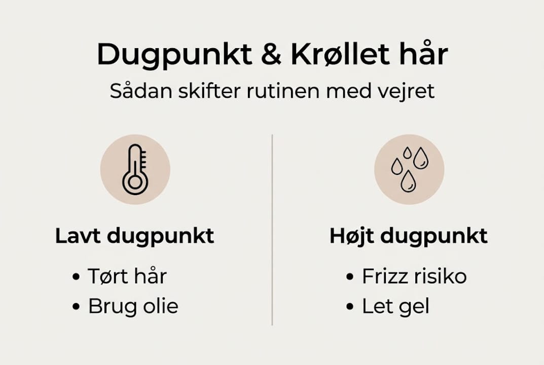 Grafisk oversigt: Sådan påvirker dugpunktet dit krøllede hår