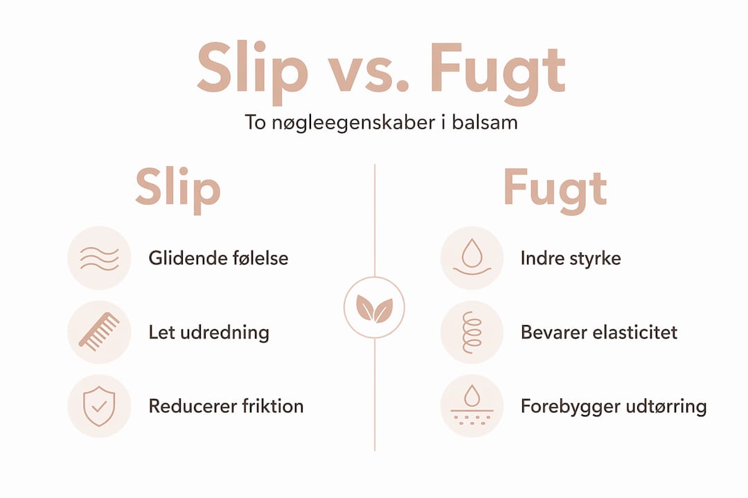 Infografik viser forskelle på, hvor glat og fugtgivende forskellige balsammer er
