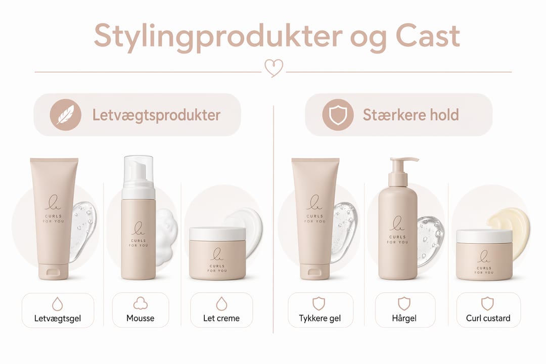 Oversigt over forskellige typer stylingprodukter og deres hold