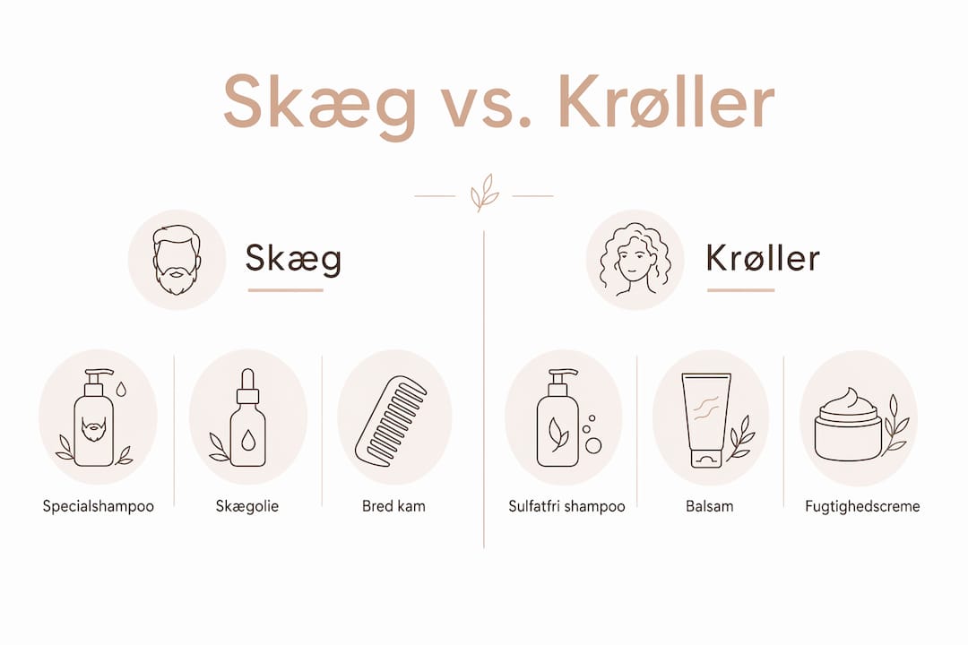 Visuel guide: Forskelle og ligheder mellem pleje af skæg og krøllet hår