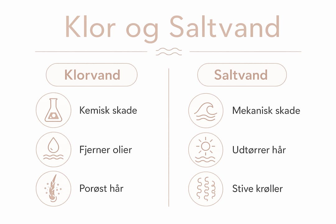 Grafik: Sådan påvirker klor- og saltvand dit hår forskelligt