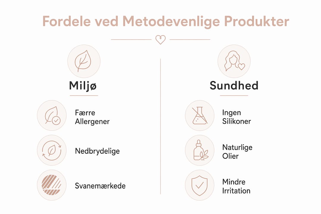 Grafik, der viser hvordan metodevenlige produkter gavner både miljøet og vores sundhed