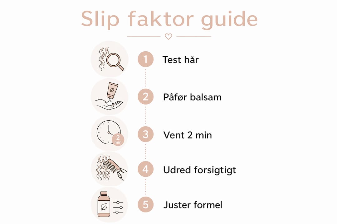 Grafisk oversigt med de enkelte trin til at udføre en slipfaktortest