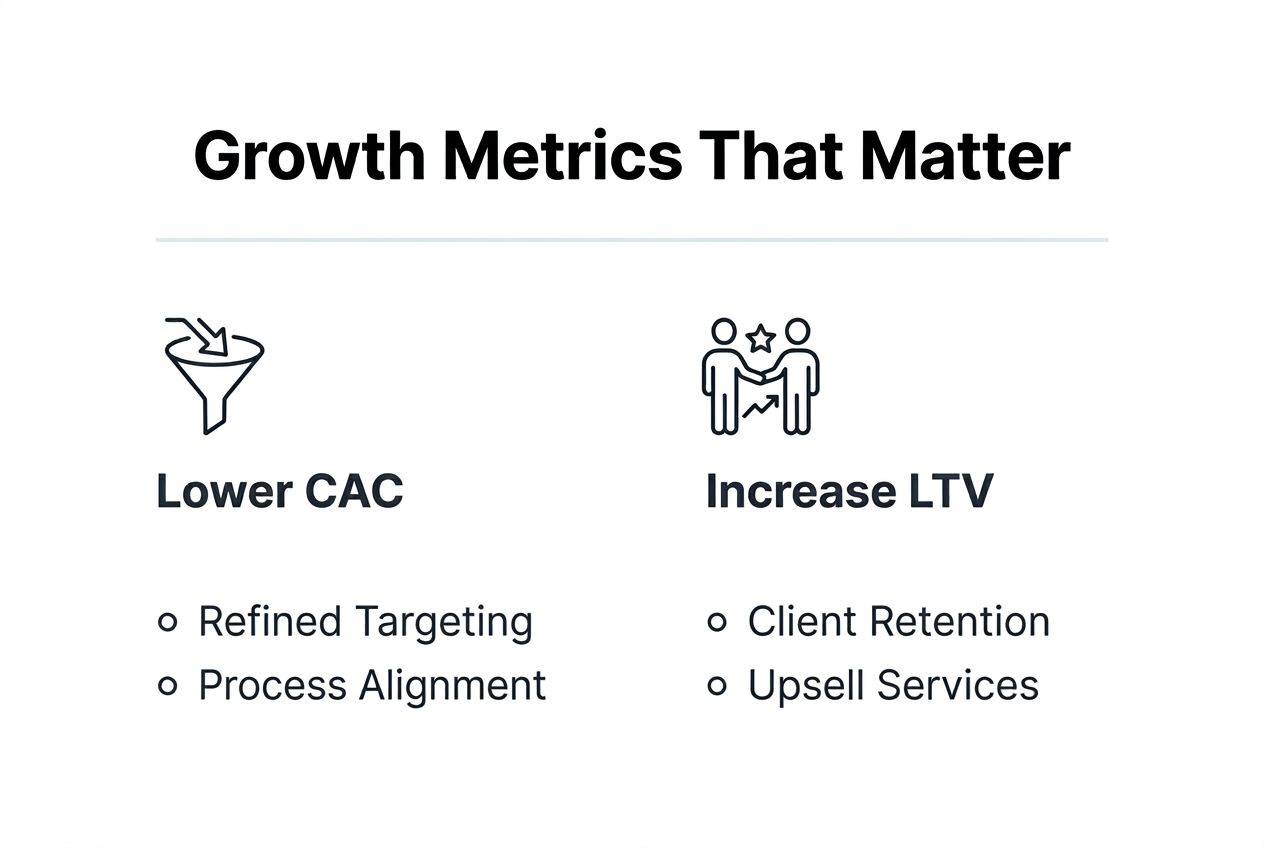 Infographic showing key agency growth metrics
