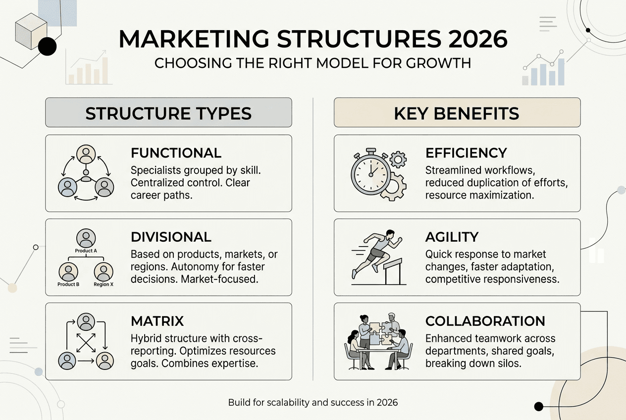 Infographic comparing marketing structures and benefits