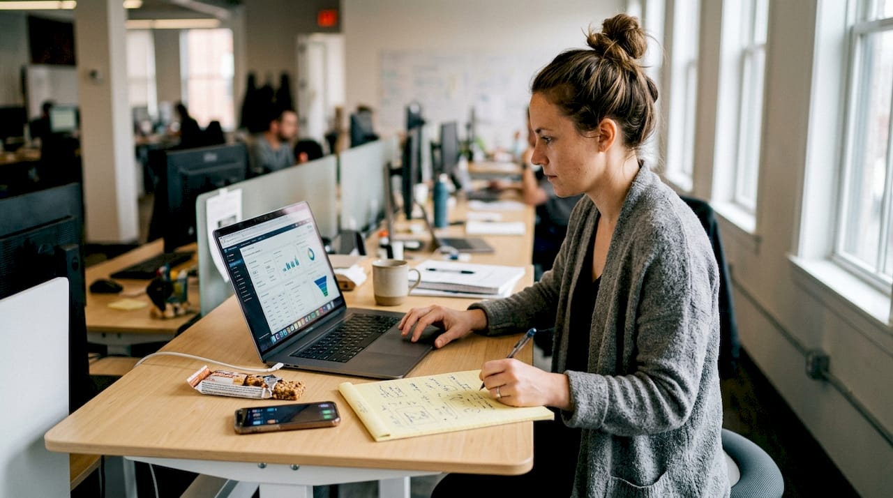 Marketer checks AI personalization dashboard