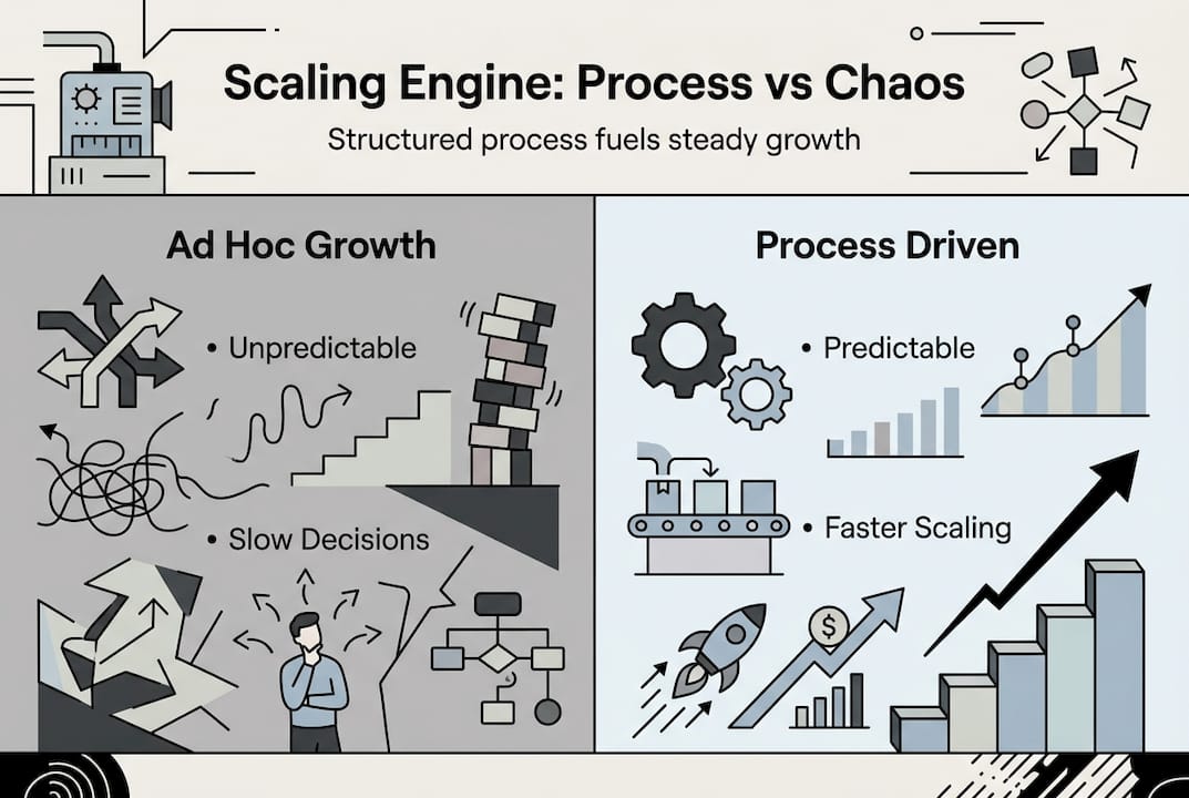 Infographic comparing process and ad hoc growth