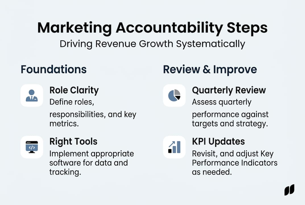 Infographic with marketing accountability steps for growth