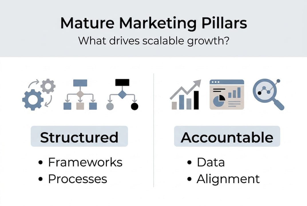 Infographic showing pillars of mature marketing
