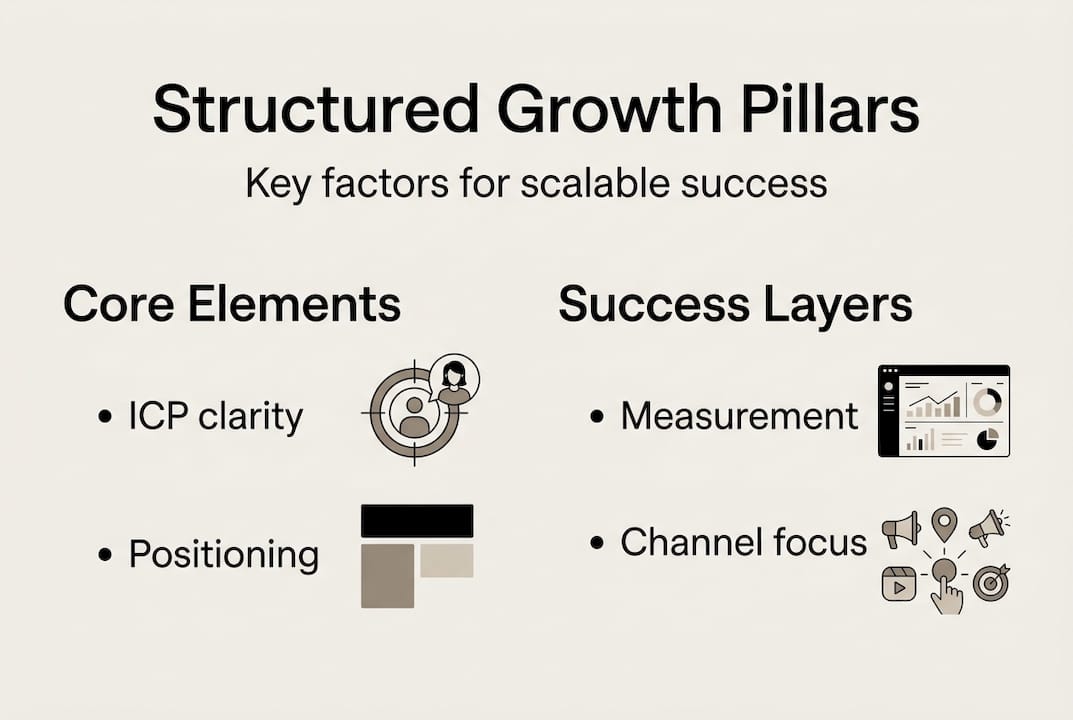 Infographic showing structured growth pillars