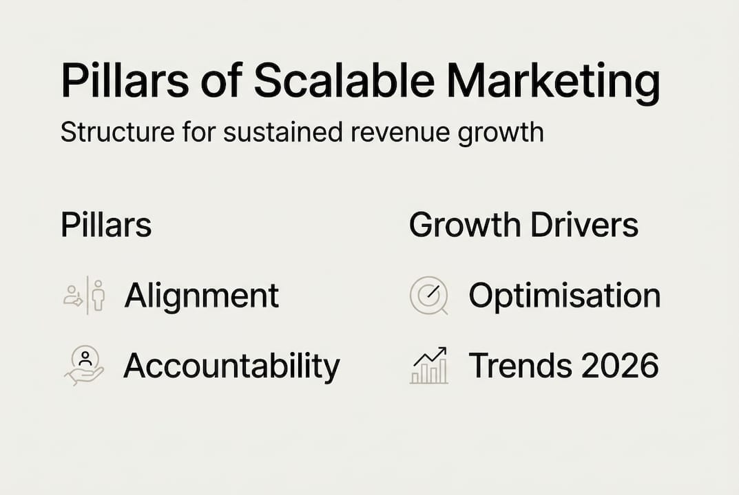 Infographic on key pillars of scalable marketing