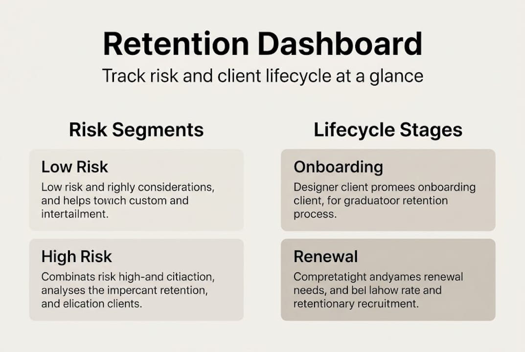 Infographic showing key retention dashboard sections