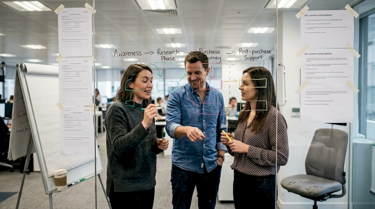 Team collaboration on customer journey mapping