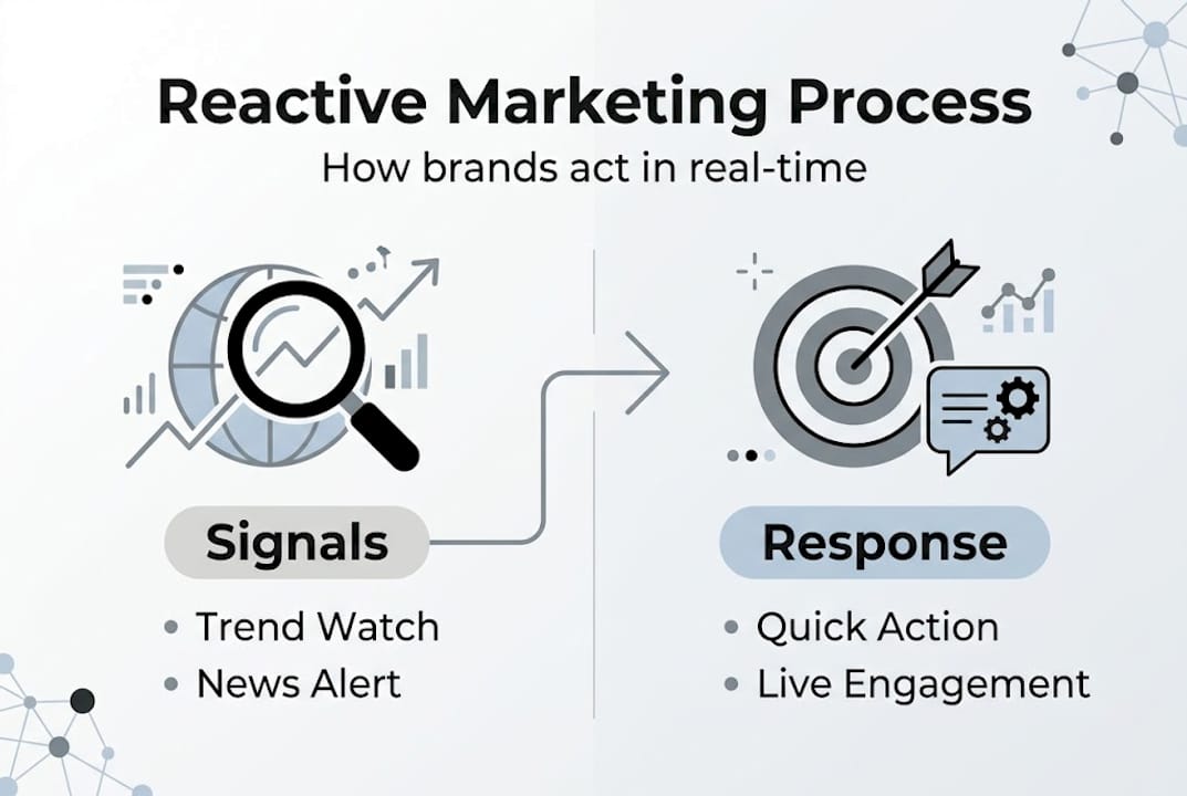 Infographic outlining reactive marketing process
