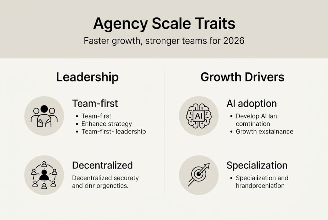 Infographic showing agency scale-up traits and factors