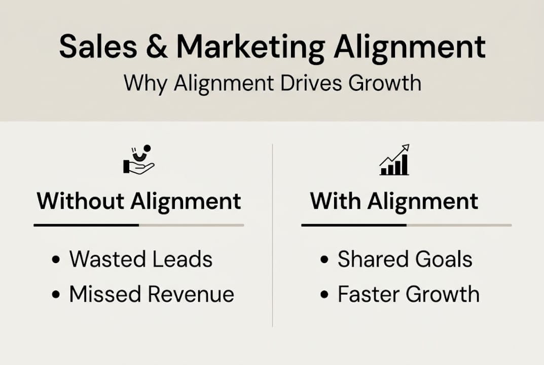 Infographic showing sales and marketing alignment impact