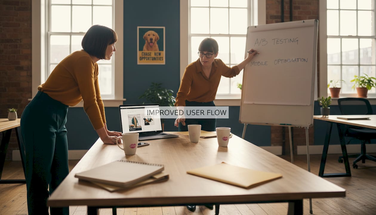E-commerce team collaborating in open-plan workspace