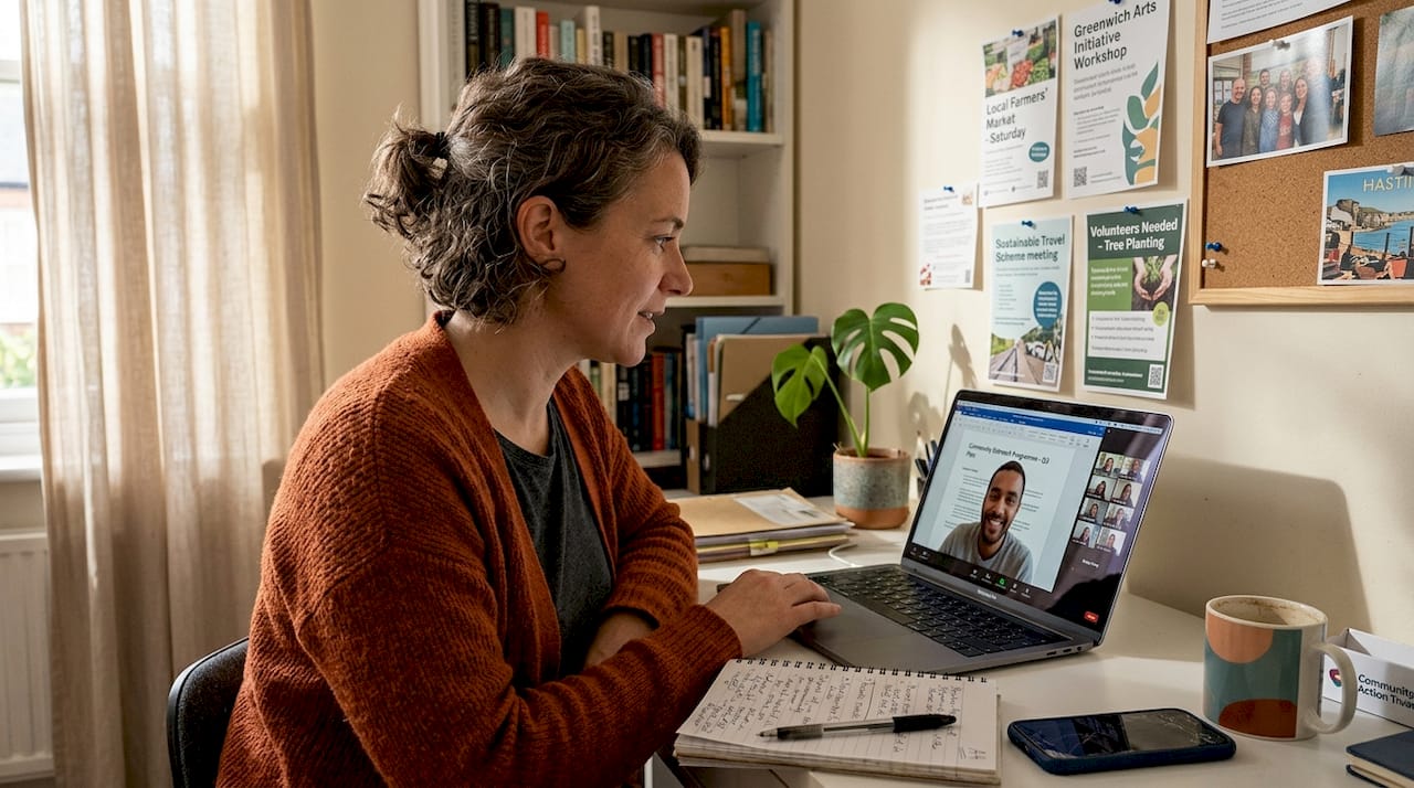 Nonprofit manager collaborating remotely