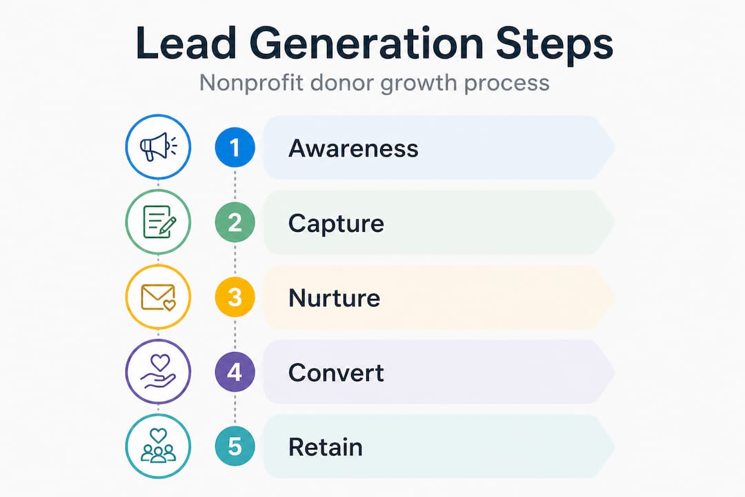 Infographic showing donor funnel steps