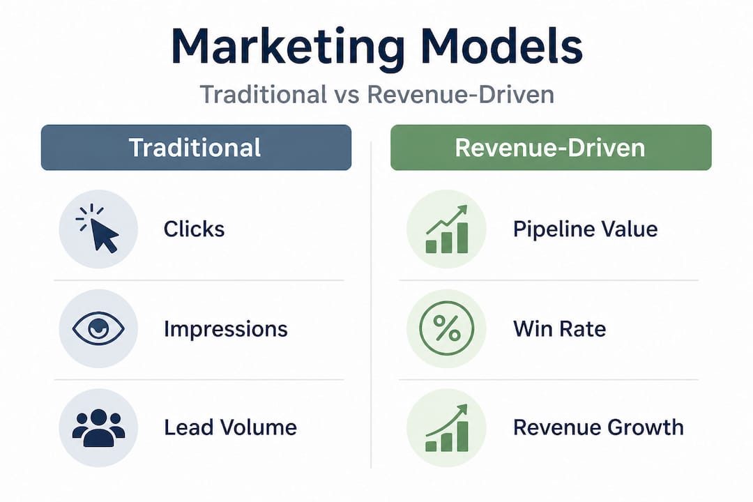 Infographic comparing traditional and revenue-driven marketing