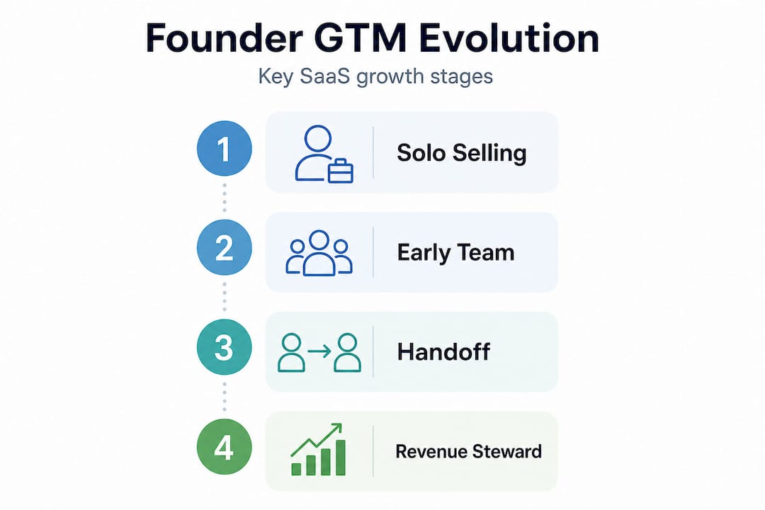 Infographic showing SaaS founder GTM role evolution