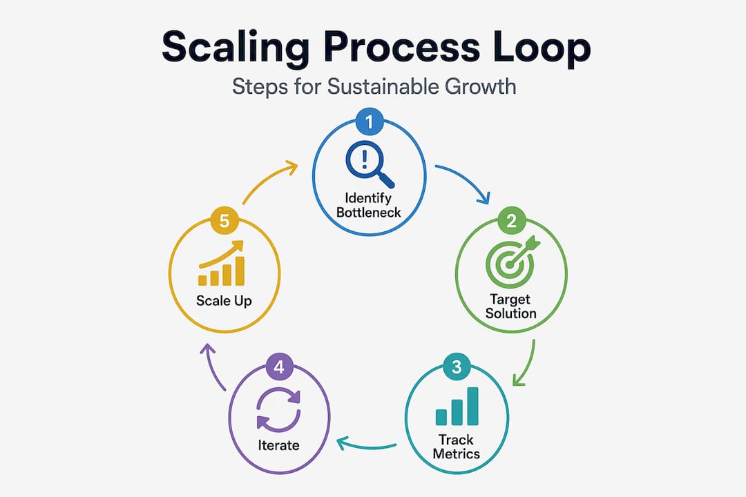 Infographic on scaling process steps
