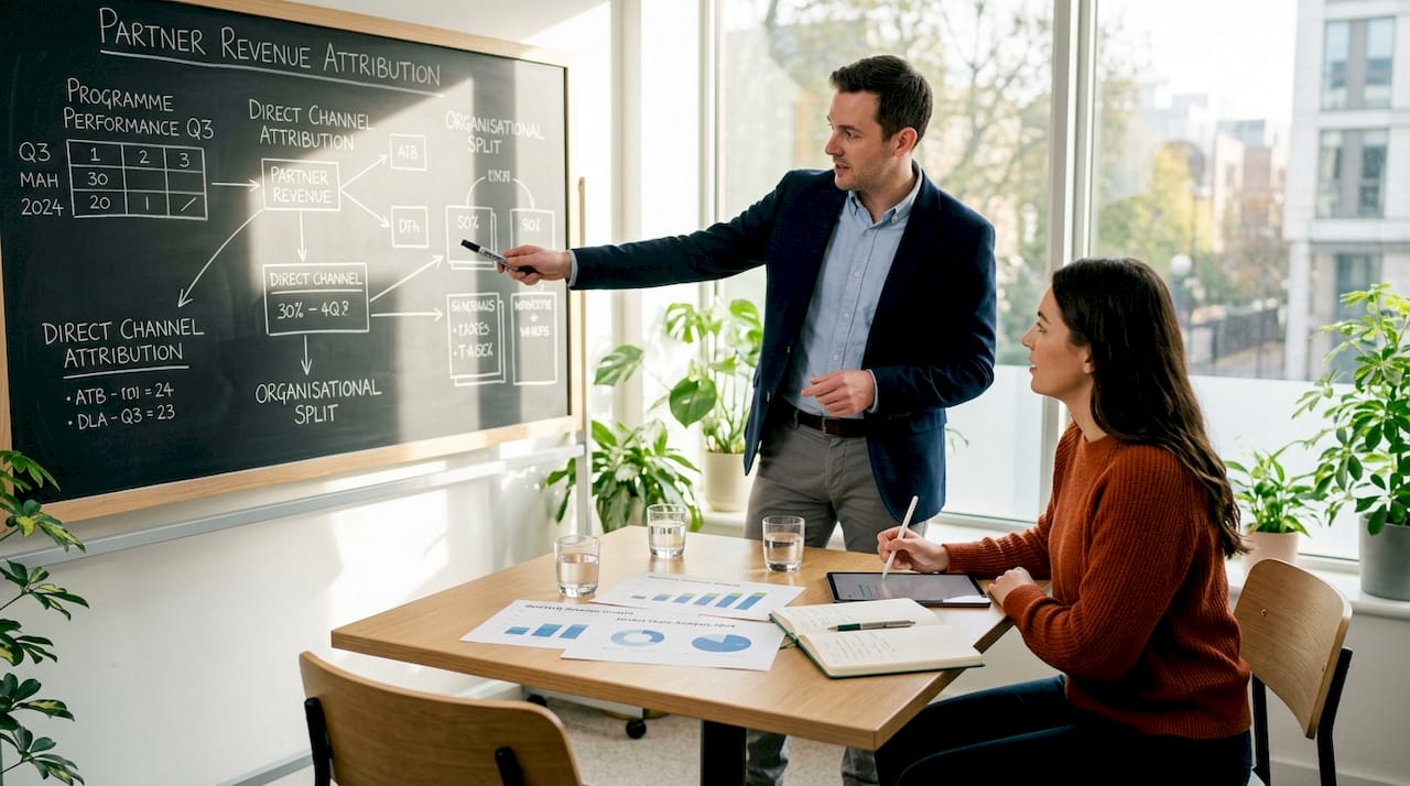 Professionals discussing partner revenue attribution