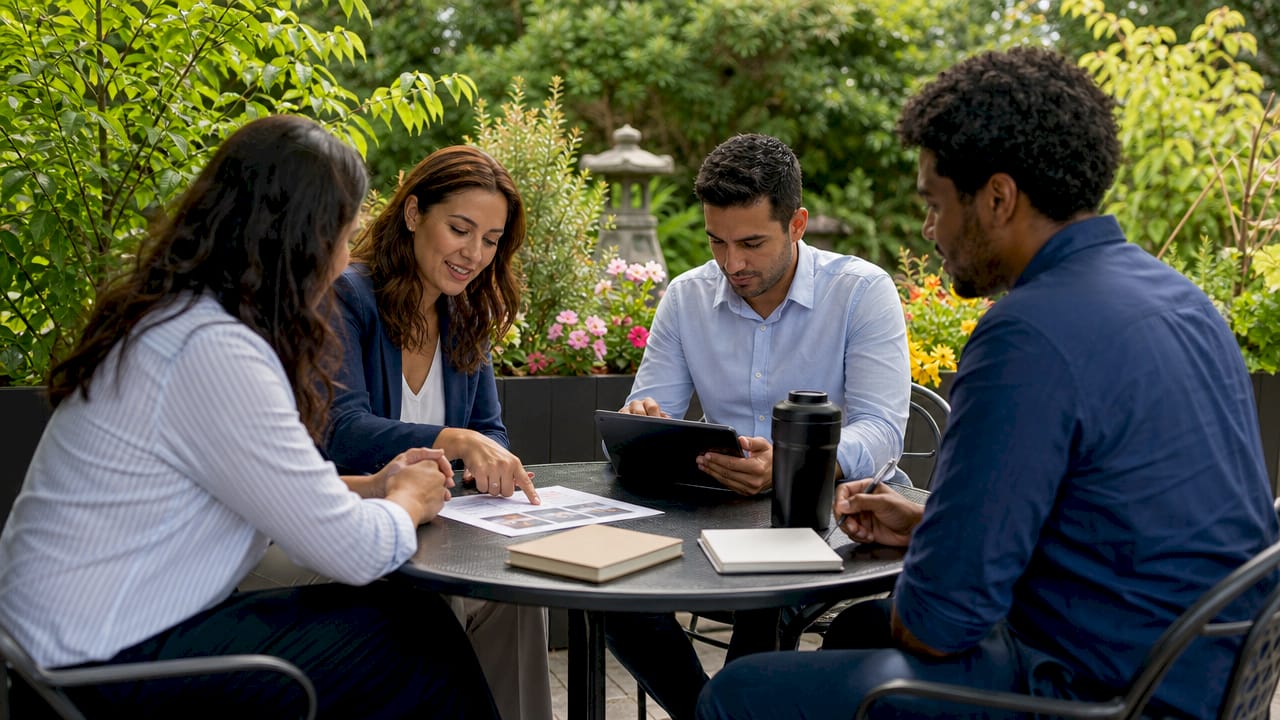Sales and marketing team collaborating in meeting