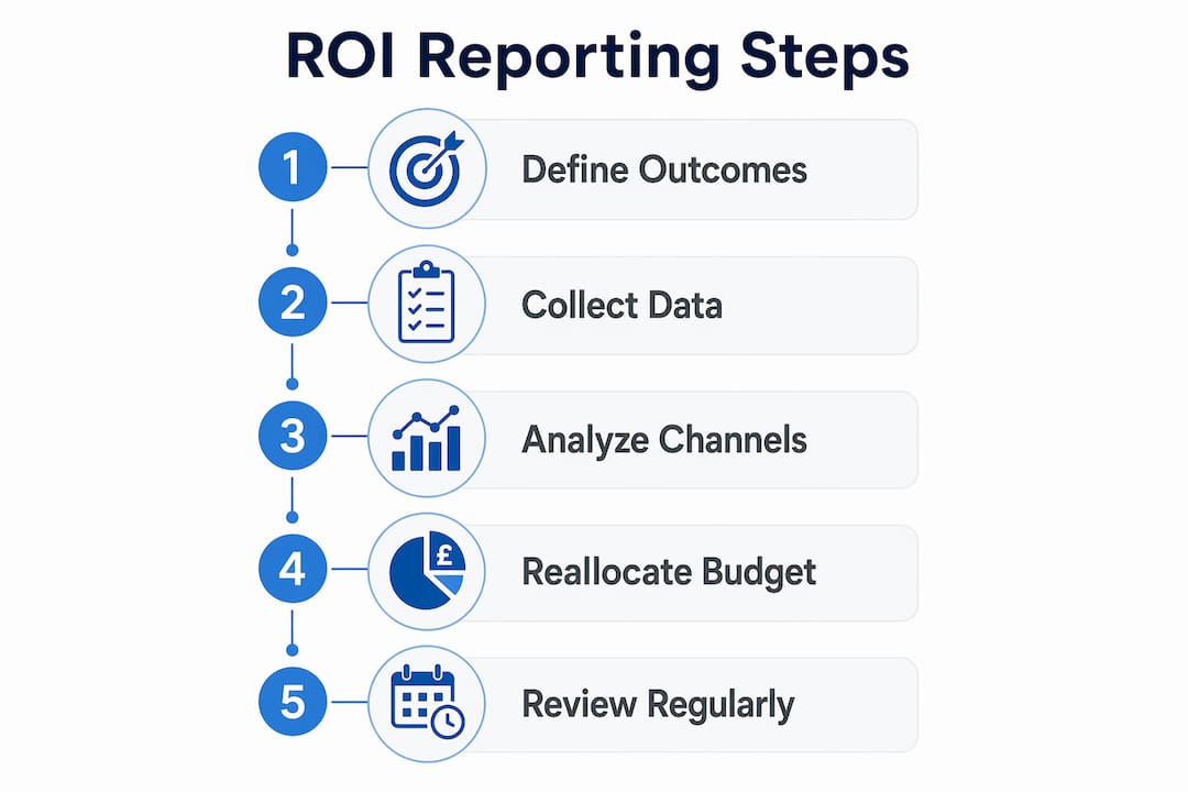 Infographic describing steps for ROI reporting