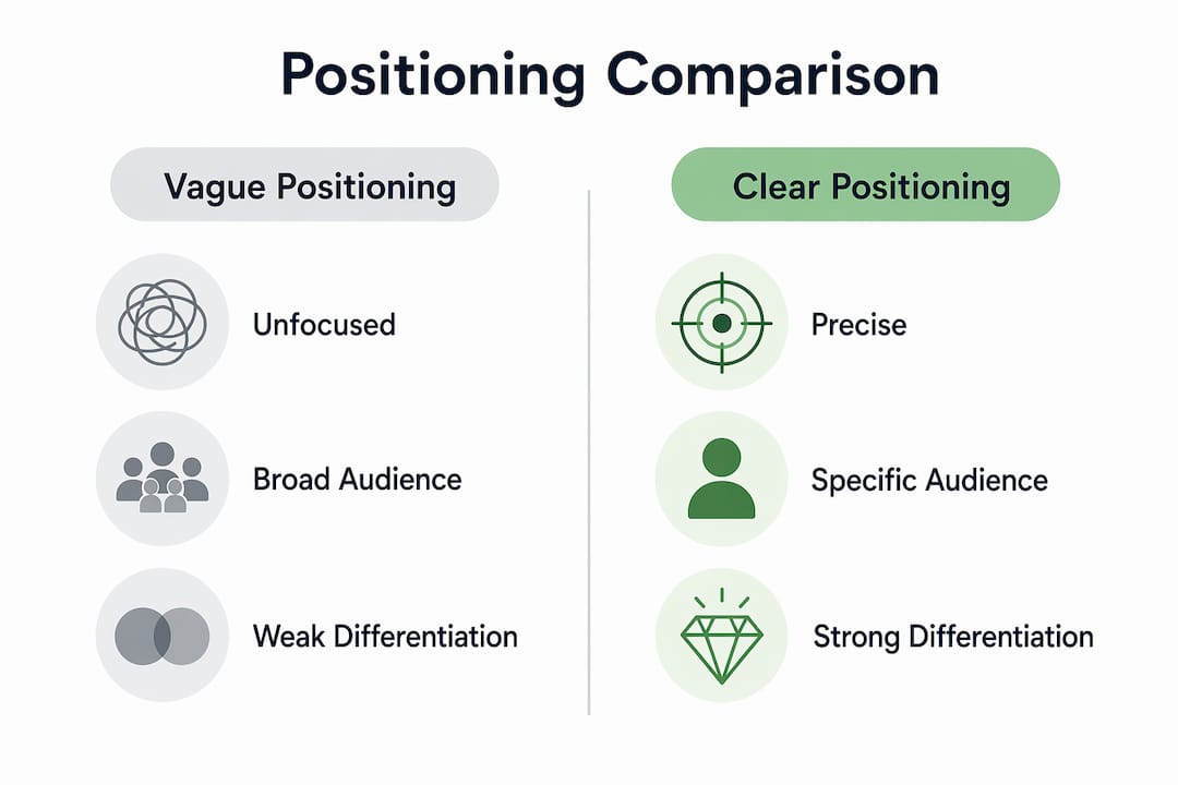 Infographic comparing clear and vague business positioning