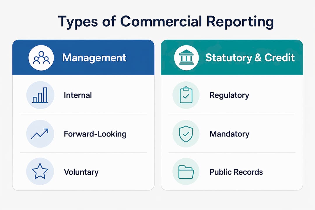 Infographic comparing types of commercial reporting