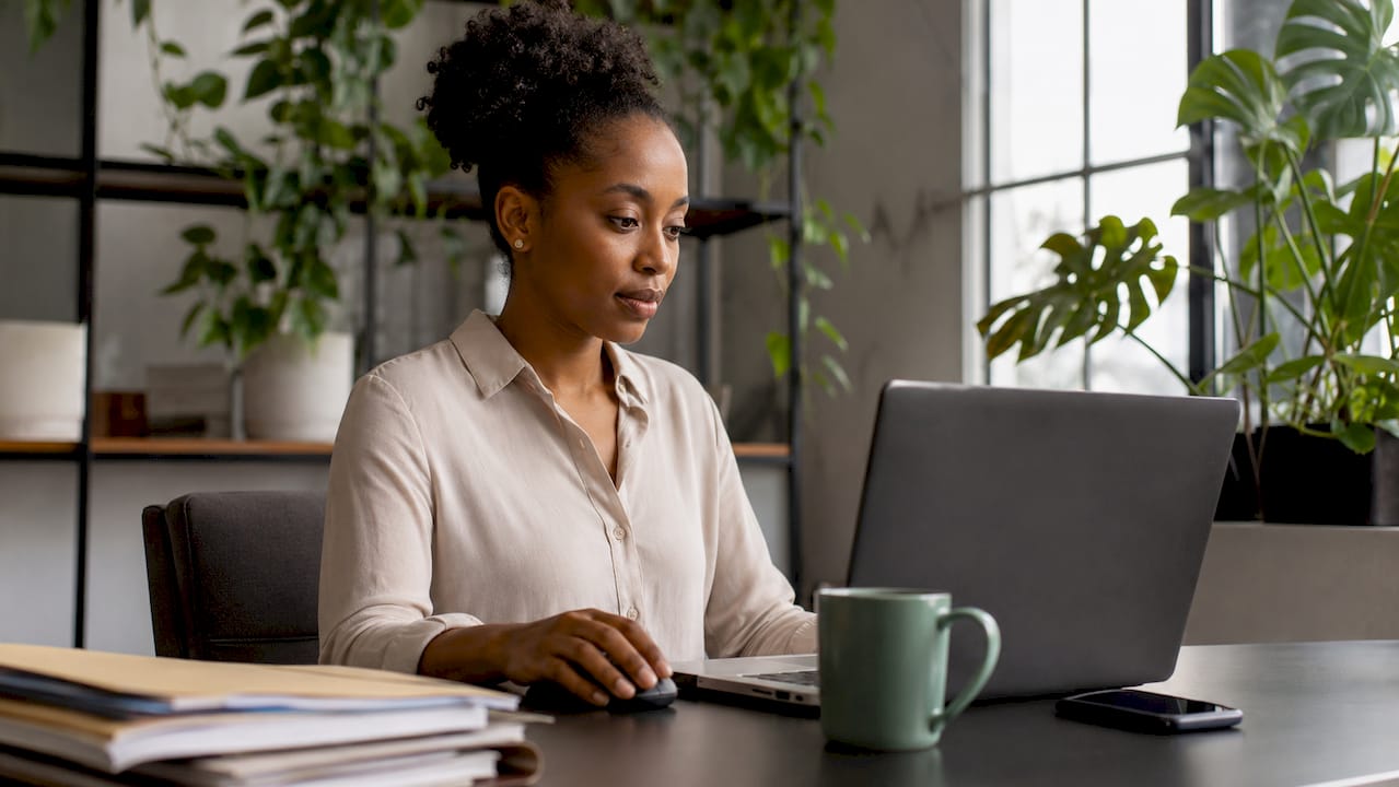 Salesperson using CRM workflow software