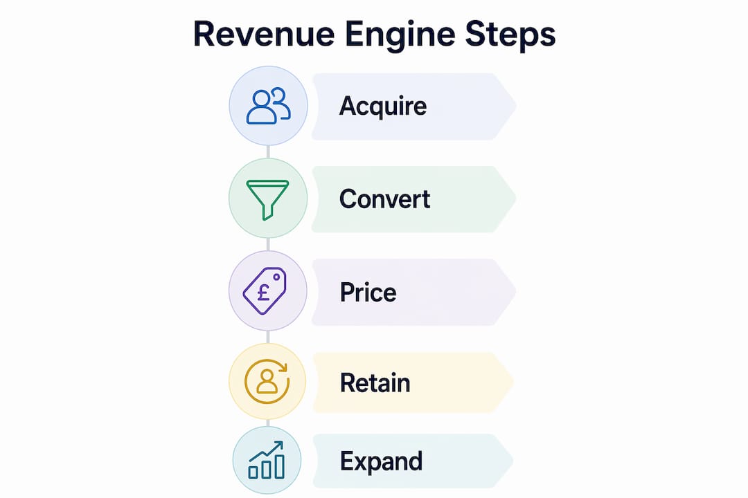 Infographic showing revenue engine key levers