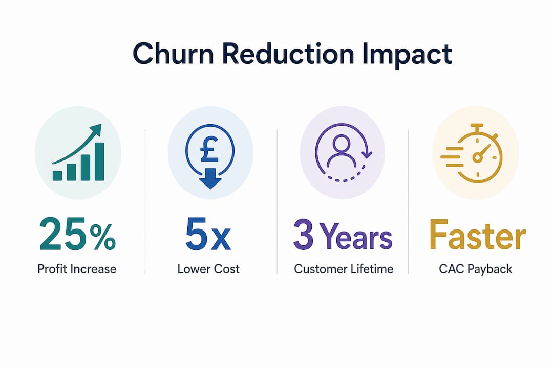 Infographic showing financial benefits of reducing customer churn