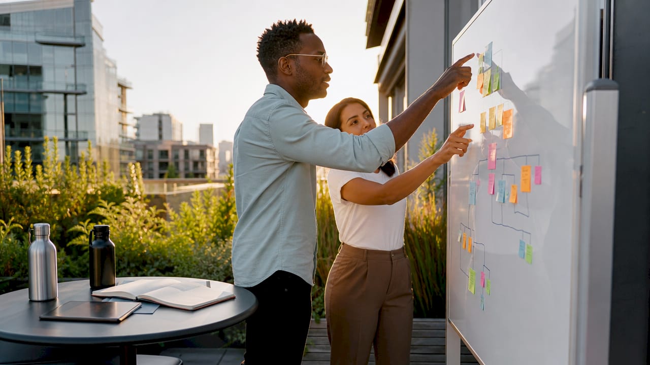 Diverse team collaborating on sales and marketing workflow
