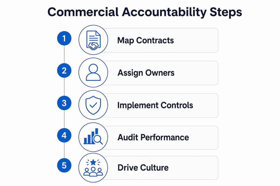 Infographic outlining steps to commercial accountability