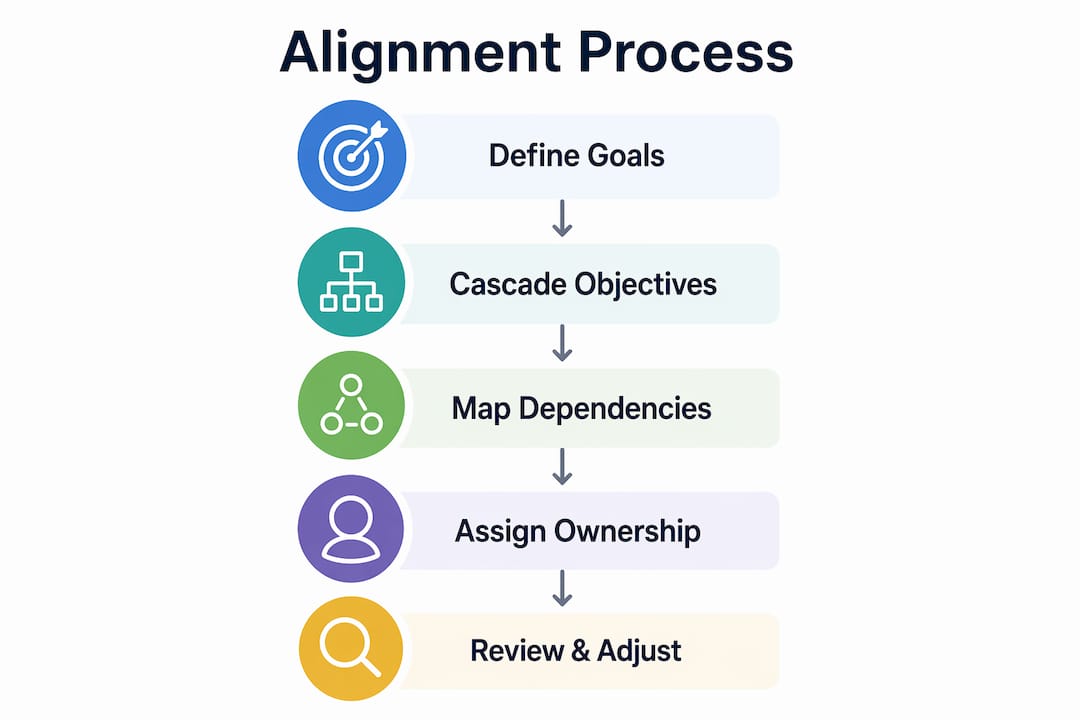 Infographic outlining process steps for alignment