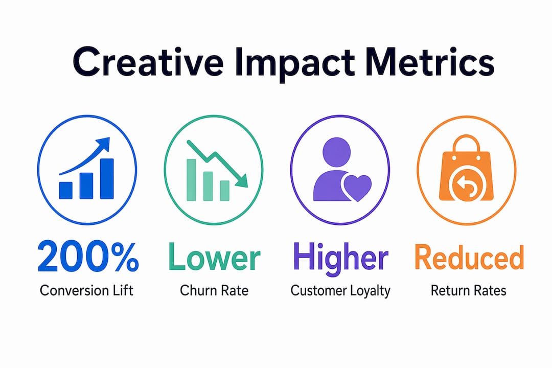 Infographic showing key ecommerce creative strategy metrics