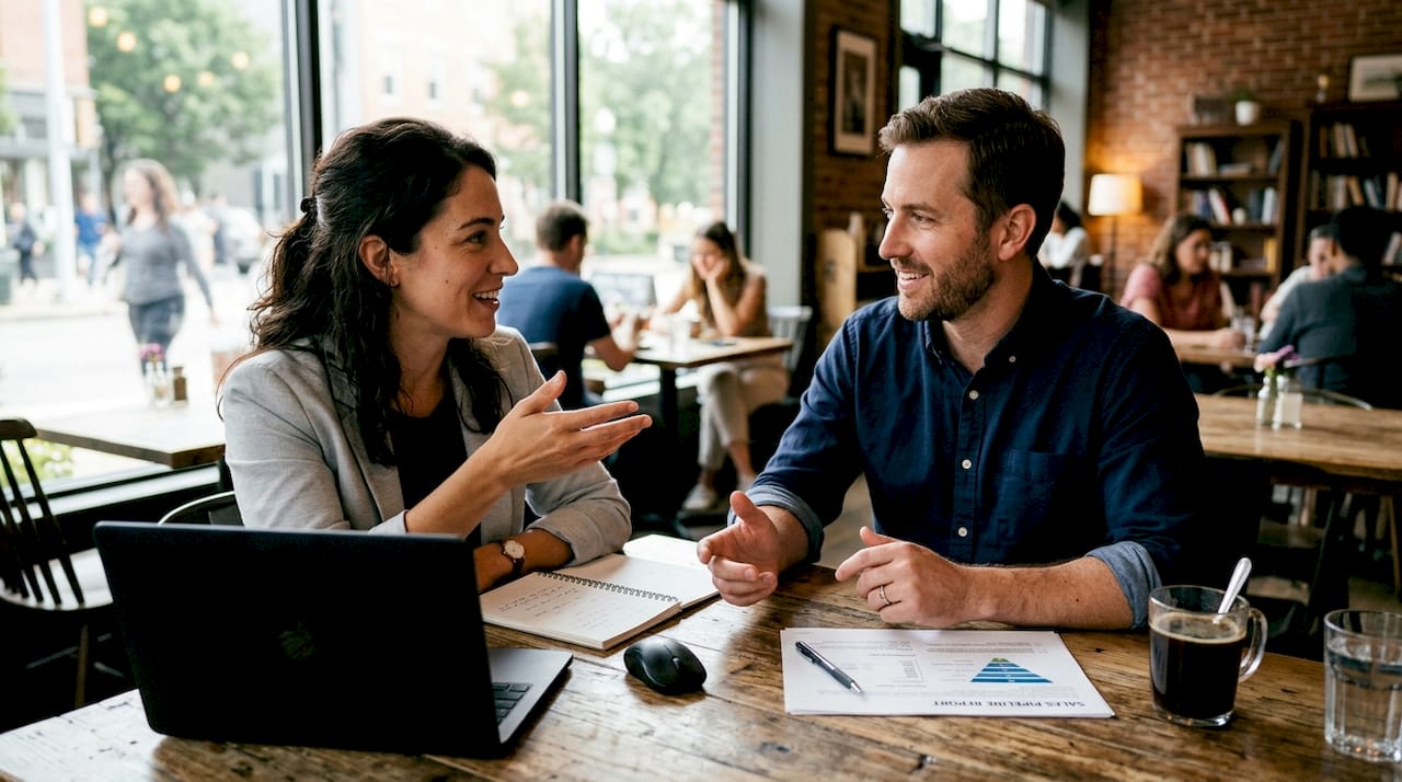 Sales and marketing team discussing RevOps strategy