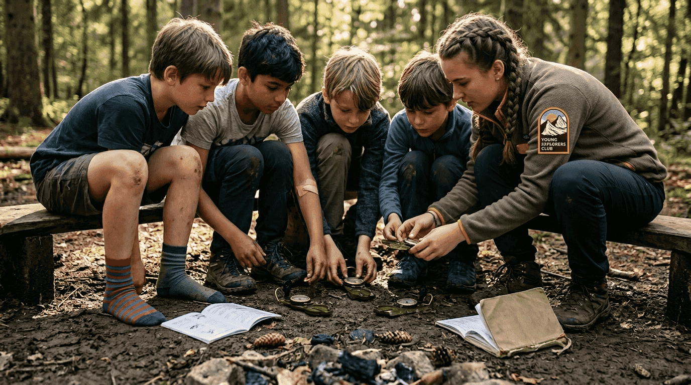 Children learning teamwork at Swiss camp
