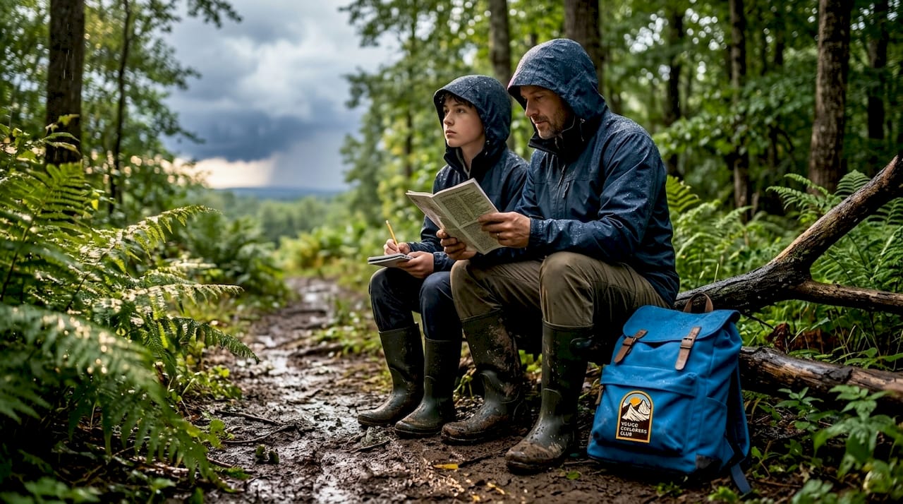 How mentors at youth camps shape kids for life 2 Mentor guiding camper during forest rain hike