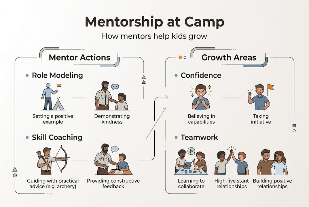 How mentors at youth camps shape kids for life 3 Infographic on mentorship roles and camper growth