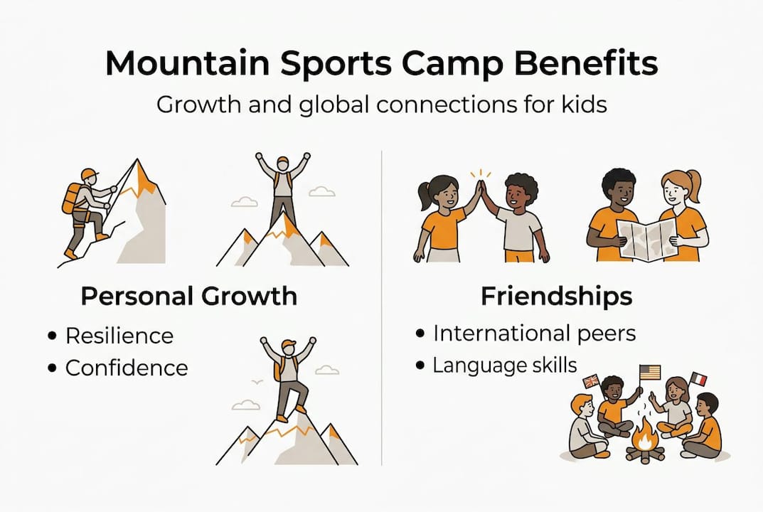 Infographic showing camp benefits and friendships