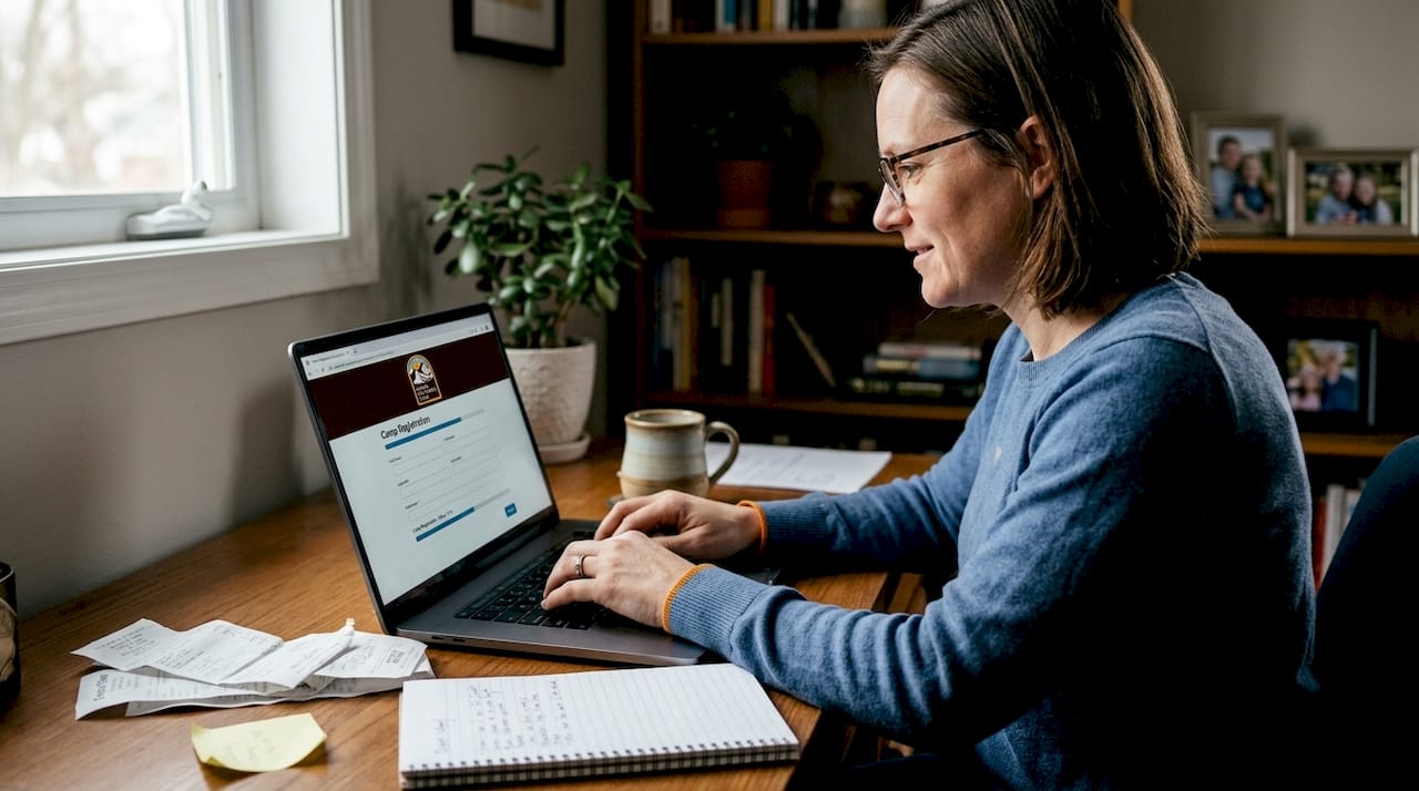 Parent entering details in online camp portal