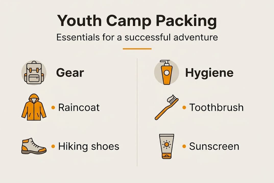 Infographic of youth camp packing essentials