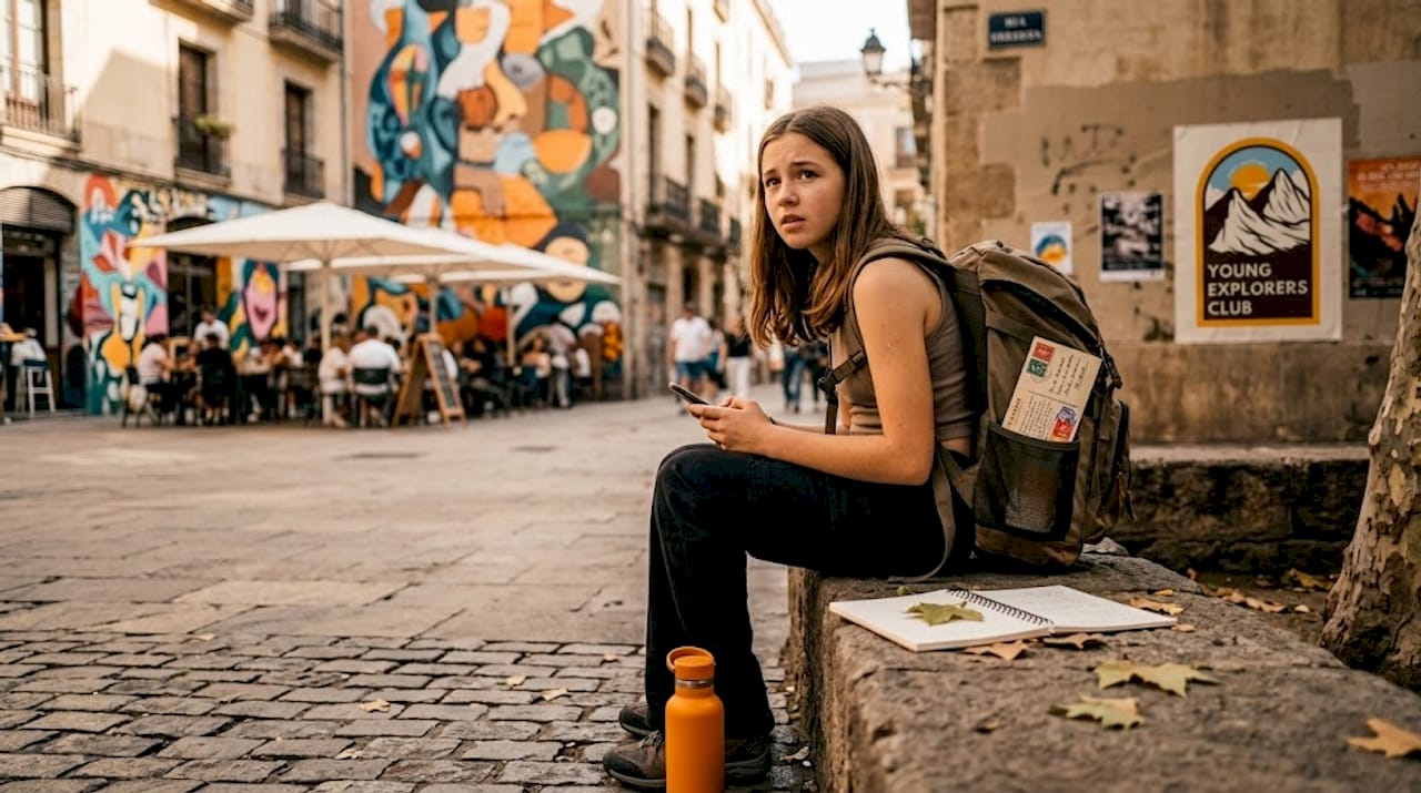 Why Cultural Exchange Matters for Teens: Key Benefits 2 Teen girl alone on park bench, checking phone