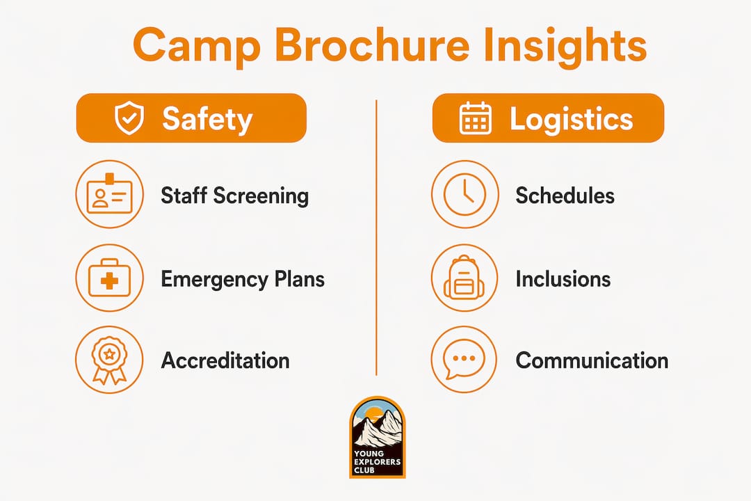 Why Camp Brochures Are Important for Parents in 2026 3 Infographic comparing camp brochure safety and logistics points